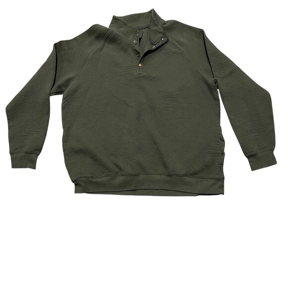 Goodfellow & Co Olive Green‎ Textured Quarter Snap Pullover Sweatshirt XL - Picture 1 of 4